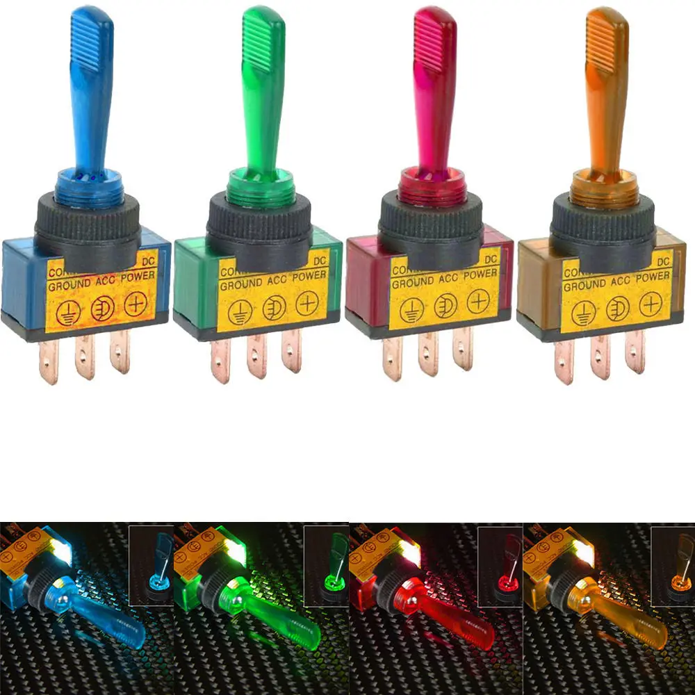 EE поддержка 4 шт Цвета Смешанные 12V 20Amp 20A LED ВЫКЛ/вкл SPST тумблер кулисный
