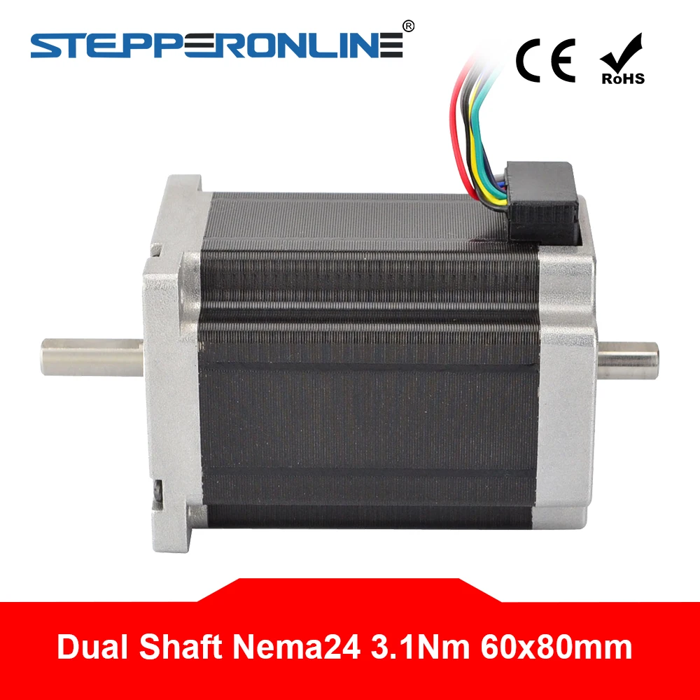 Dual Shaft Nema 24 Schrittmotore 4Nm 4.2A 4 Drähte Φ8mm CNC Mill Lathe Router