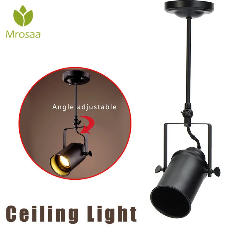 

Industrial Vintage Loft Pendant Light Long Pole Adjustable Ceiling Mount Led Spotlight Stage Mercantile Lighting for Bar Cafe