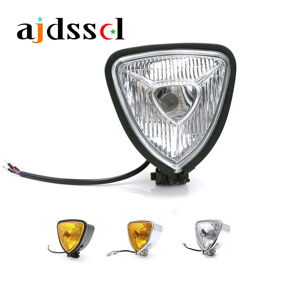 Universal Retro Motorcycle Headlight Assembly Classic triangle shape