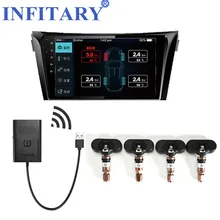 Car TPMS Android Tire Pressure Monitoring System with 4 Internal Sensors for OS DVD Player Tyre Auto Security Alarm Systems USB