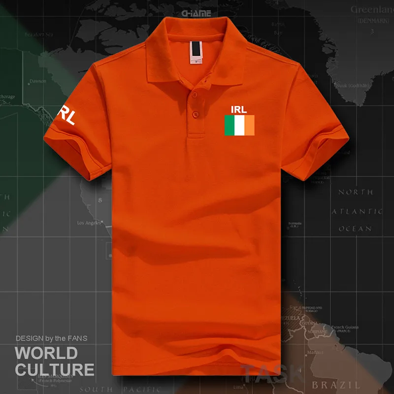 Eire Ireland рубашки поло мужские с коротким рукавом белые бренды с принтом для страны хлопок Национальный командный флаг Новая мода ирландский - Цвет: polo-orange