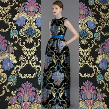 Металлическая нить окрашенная парча жаккардовая ткань, французские Женщины Импорт пальто tissu полиэстер ткань, тисненая Дворцовая Цветочная парча ткань