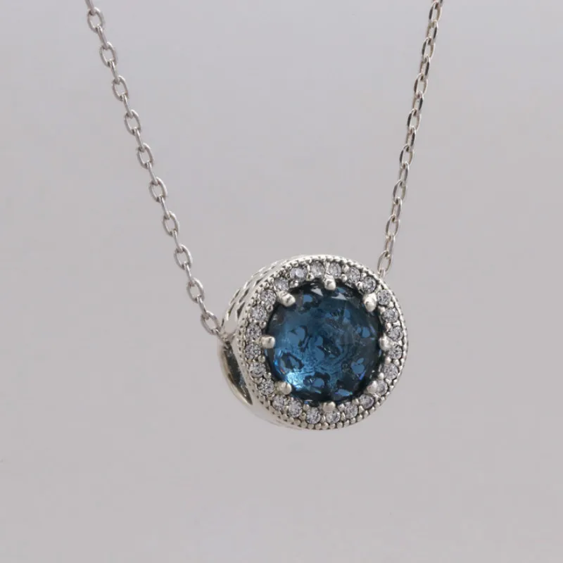 Charms Choker Necklace for Girls Blue Crystal Heart Pendant Necklace Women Silver Chain Bead Statement Necklace Collier Femme9