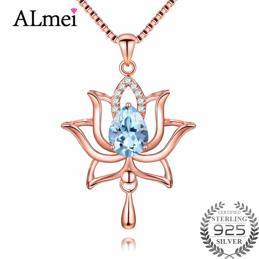 Almei 1.2ct розовое золото цвет светильник в форме цветка лотоса небесно голубой