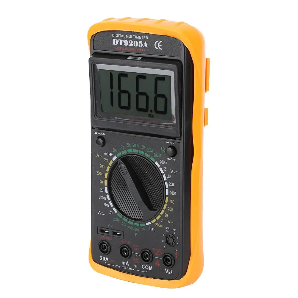 DT-9205A Ручной ЖК-цифровой мультиметр AC/DC Вольт Ампер Ом Емкость Гц тестер температуры цифровой мультиметр