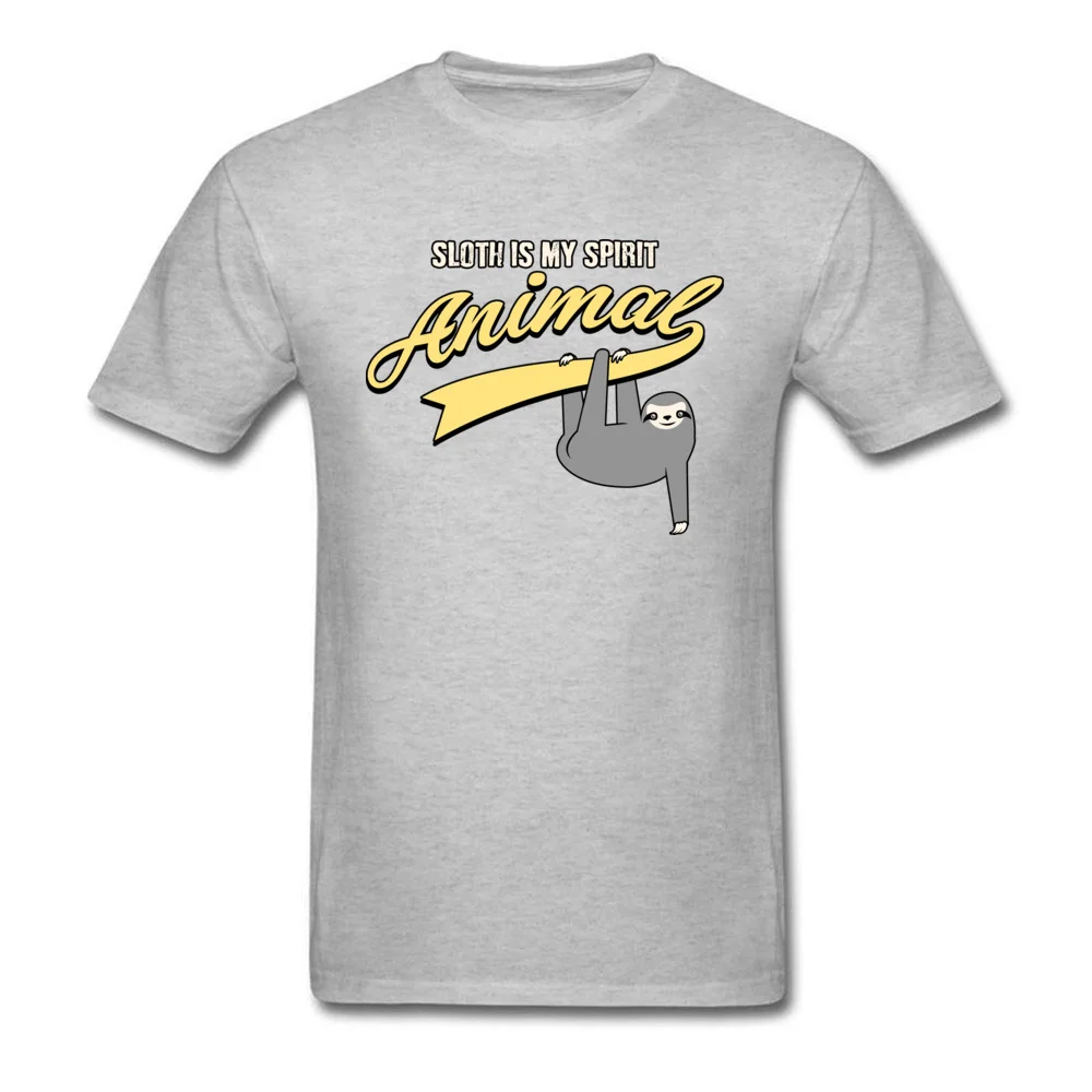 Print Prevailing Short Sleeve Casual T-shirts 100% Cotton Crewneck Mens T Shirt Summer Clothing Shirt Thanksgiving Day Funny Sloth Spirit Animal shirt   men women youth tee shirts grey