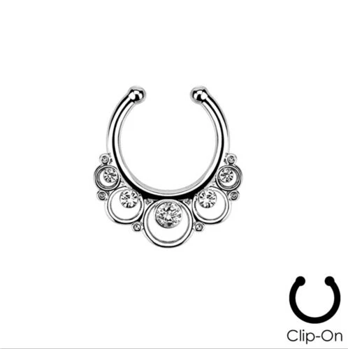 

316L Steel Clip On Fake Septum Clicker Daith Cartilage Non Piercing Fake Nose Ring Hoop Fake Nose Rings Hoops for Body Piercing