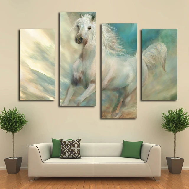 Buy Beautiful white horse canvas art prints modern