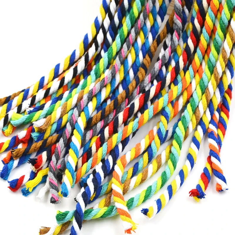 

2019 New 10M Rainbow color beautiful 3 strands handwork rope Clothes hat festival party home decoration DIY handcraft cord X4006