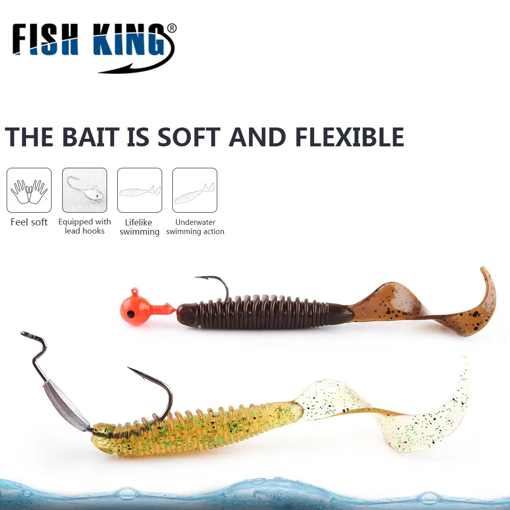 FISH KING, 5 шт./лот, 9,8 см/8 г, Pesca Shad, для рыбалки, свимбейт в форме червя, джиг, голова для ловли нахлыстом, аксессуары, Мягкая приманка для рыбалки, Мягкая приманка