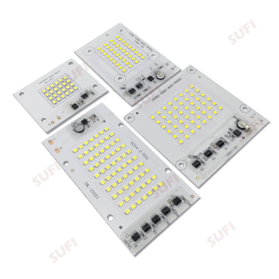 Умный IC SMD СВЕТОДИОДНЫЙ светильник 10 Вт 20 Вт 30 Вт 50 Вт Чистый белый SMD 2835 AC 220 В 5054 DIY для наружного прожектора светильник для сада