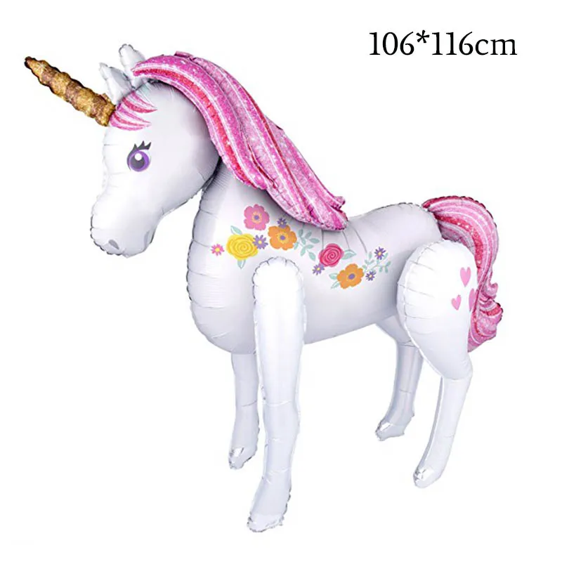 Вечерние Декорации в виде единорога, большие воздушные шары для детей, девочек, первый день рождения, баннеры, бумажные Цветочные Вечерние Декорации - Цвет: 116x106cm unicorn