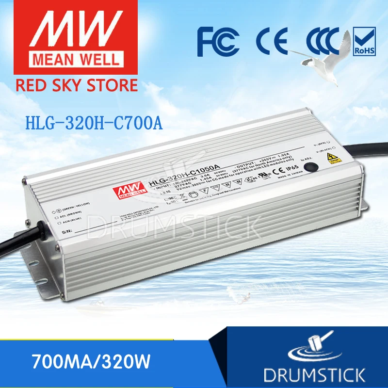 

MEAN WELL original HLG-320H-C700A 214 ~ 428V 700mA meanwell HLG-320H-C 299.6W LED Driver Power Supply A Type