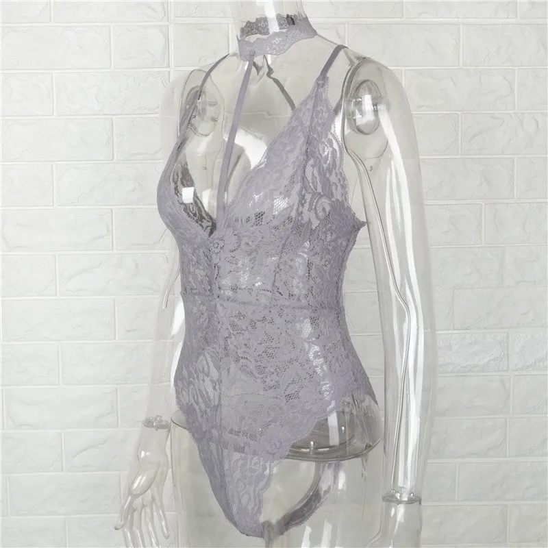 Gtpdpllt Sexy Halter lace bodysuit See-through Women hollow out Beach jumpsuit romper body feminino overalls Party bodysuits