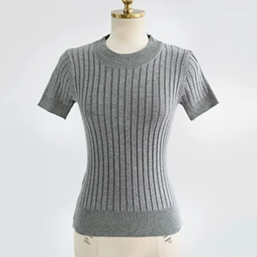 Для женщин свитер джемпер свитеры для женщин модные Feminino корейский стиль пуловер вязаная одежда белый кавайная длинная, с коротким рукавом - Цвет: gray