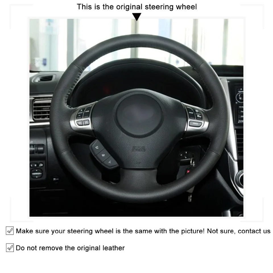 Car Steering Wheel Cover,Black Suede DIY Car Steering Wheel Cover for Subaru Forester 2008-2012 Impreza 2008-2011 Legacy 2008-2010 Exiga 2 Color : Green Thread