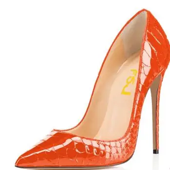 

Moraima snc 2019 The Most Popular pointed Orange Python High Heels Pointy Toe Stilettos Pumps Office Shoes