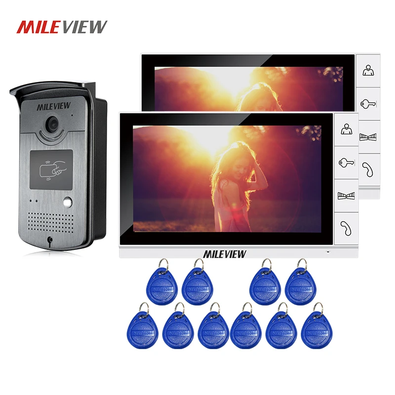 FREE SHIPPING 9" Color Screen Video Door Phone Intercom System 2 White ...