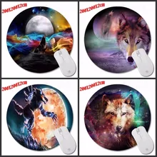 Color Wolf And Moon High Quality Desktop Pad Round Mousepads Design Mouse Pad for Gamer Gaming Mouse Mat For PC Computer Laptop