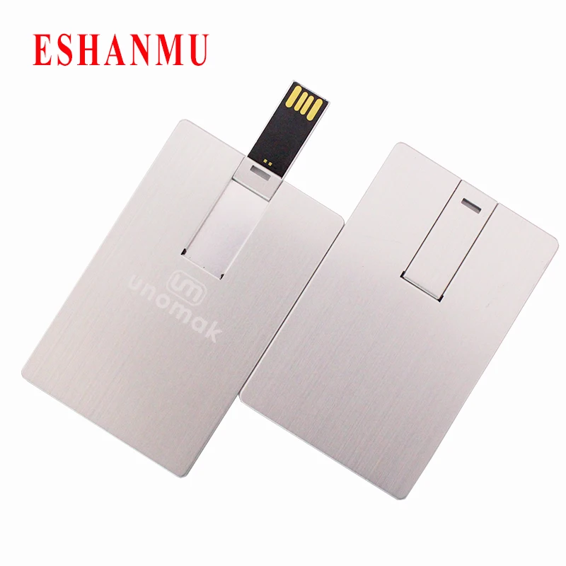 Алюминиевый для визитной карточки, usb-флешки флеш-накопитель 4 ГБ 8 ГБ 16 ГБ 32 ГБ Флешка карта памяти Пользовательский логотип USB