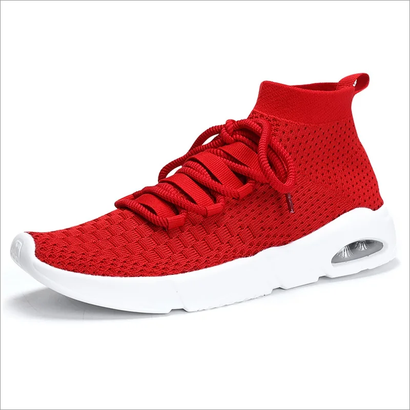 New men fashion large size breathable mesh safety Comfortable summer shoes non-slip platform adult Men's boots 4 colors - Цвет: Красный