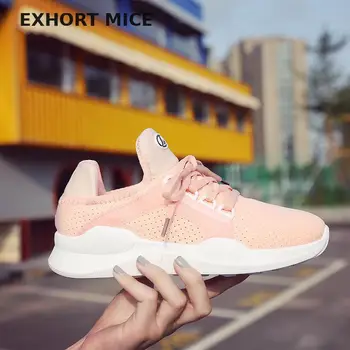 

Exhort Mice Women Shoes 2019 Spring New Low Help Breathability Shoes Walking Shoes EVA Sneaker Casual Shoes Air mesh