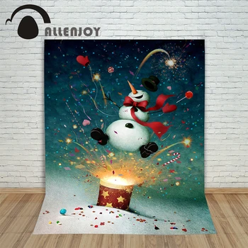 

Allenjoy Backgrounds filming Snowman snow Christmas fireworks backdrop photography studio photocall 5x7ft