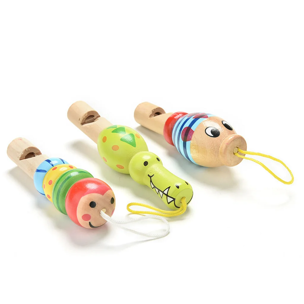 Cute Animal Wooden Whistle Music Instrument Toy Kids Toddler Educational Toy