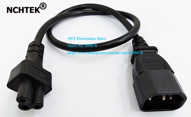 NCHTEK IEC 320 C14 штекер к C5 Micky 3-контактный гнездовой кабель питания около 60