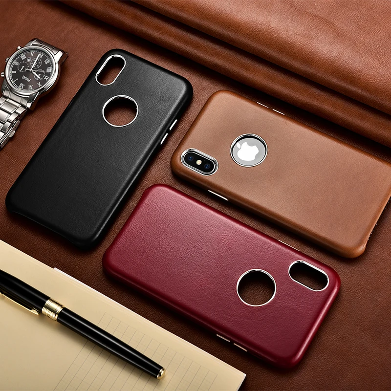 Чехол накладка ICARER из натуральной кожи для iPhone XS MAX винтажный металлический чехол