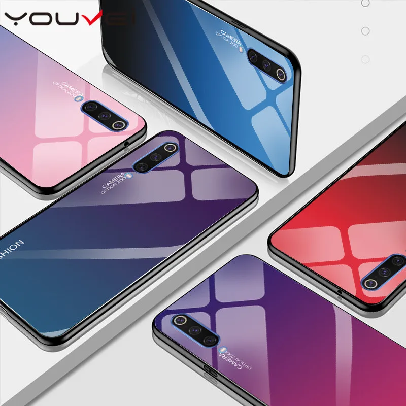 Чехол из закаленного стекла с градиентом для Xiaomi Mi 8 Lite 9 9T se K20 Pro Redmi 5A 6 A 7 7A Go чехол