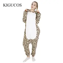 KIGUCOS леопардовые костюмы для косплея Мультяшные фланелевые пижамы женские осенние и зимние теплые пижамы