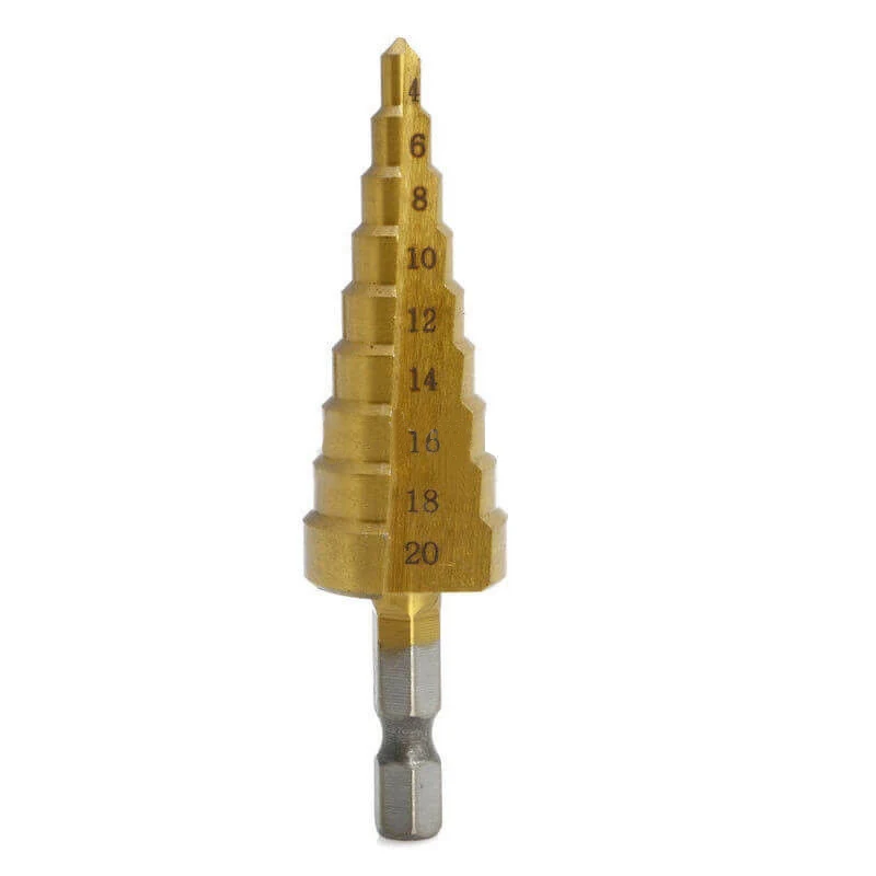 Golden Step Cone Drill Bit High Speed Steel Hole Cutter 4-12MM HSS Tool