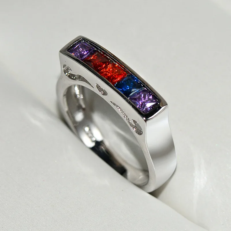 High quality Colorful Zircon Rainbow Rings for Women Fashion Wedding Engagement Ring Jewelry gift | Украшения и аксессуары