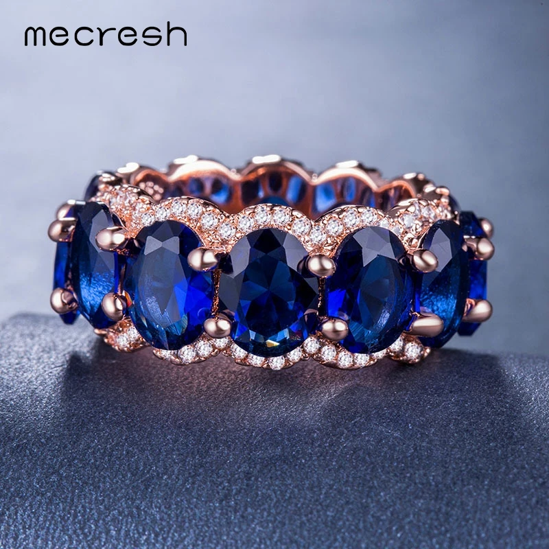 

Mecresh Gothic Rose Gold Color Women Rings Fashion Party Prom Pageant Jewelry Red Blue Green AAA+ CZ Bohemia Finger Rings JZ084