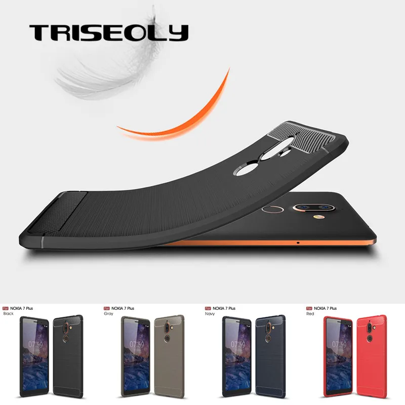 TRISEOLY для Nokia 7 Plus чехол силиконовый 6 0 &quotуглеродное волокно Матовый ТПУ Резиновая