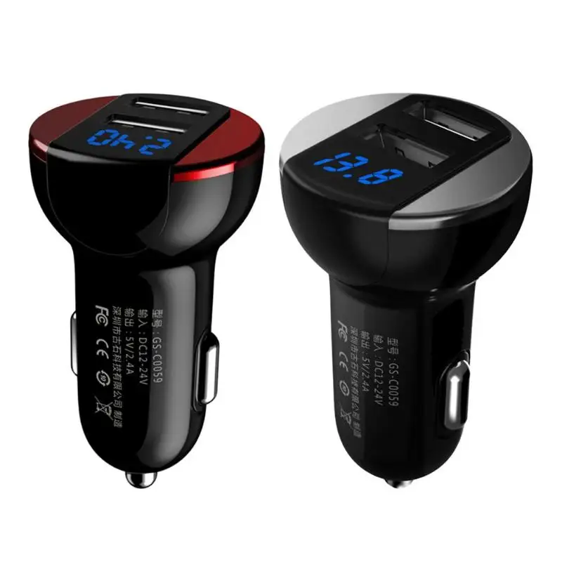 Универсальное автомобильное зарядное устройство с двумя USB портами 5 В/2 4 А и ЖК