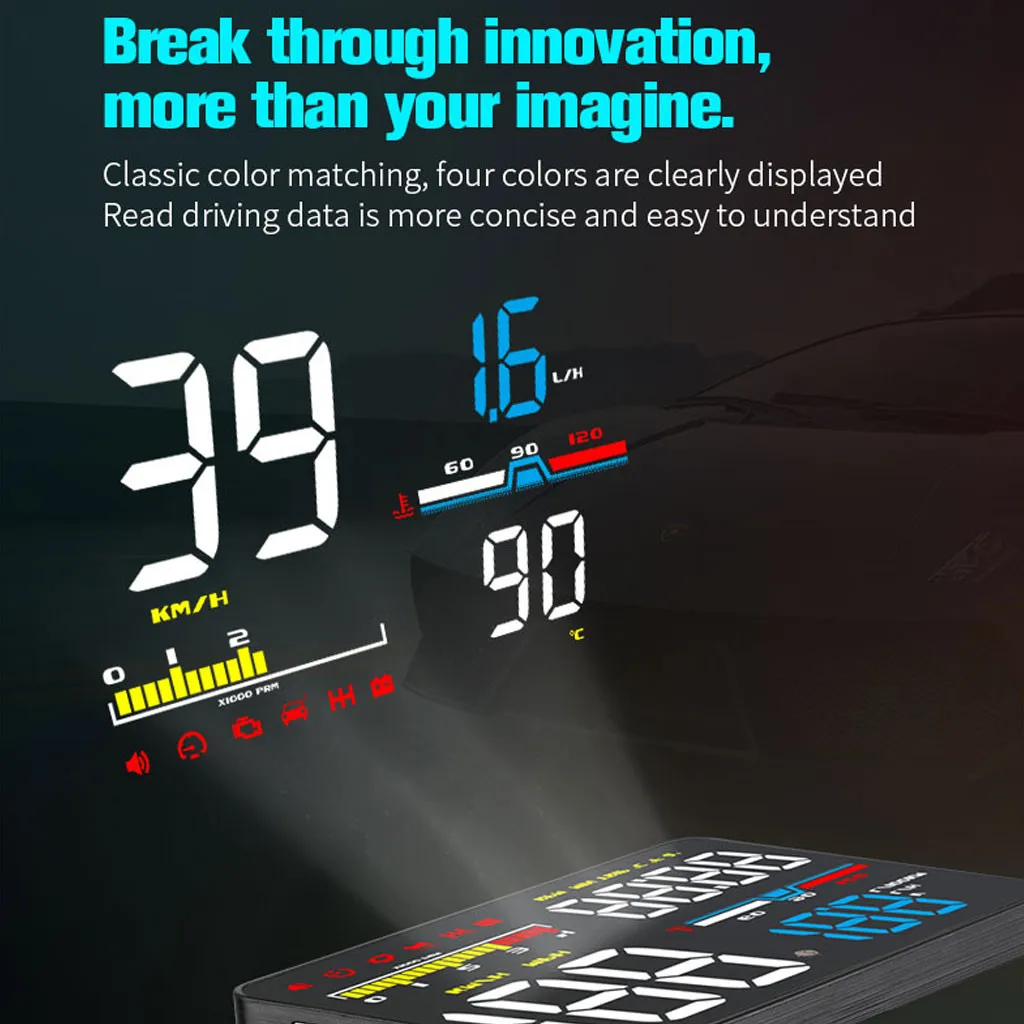 Дисплей на голову для автомобиля Светоотражающая наклейка пленка Smart D5000 Автомобильная головка вверх дисплей сигнализация Универсальная автомобильная голова вверх дисплей#708G20