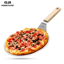 Лопата для пиццы Кондитерские инструменты аксессуары для пиццы кожура круглая нержавеющая сталь антипригарная лопатка для пиццы лопатка с дубовой деревянной ручкой