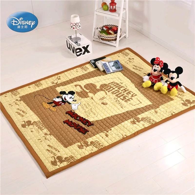 

Disney Cartoon 100% Cotton Brown Mickey Mouse Pink Minnie Princess Boys Girls Crawling Mat 150x200cm for 0-1 Year Old Baby Gift