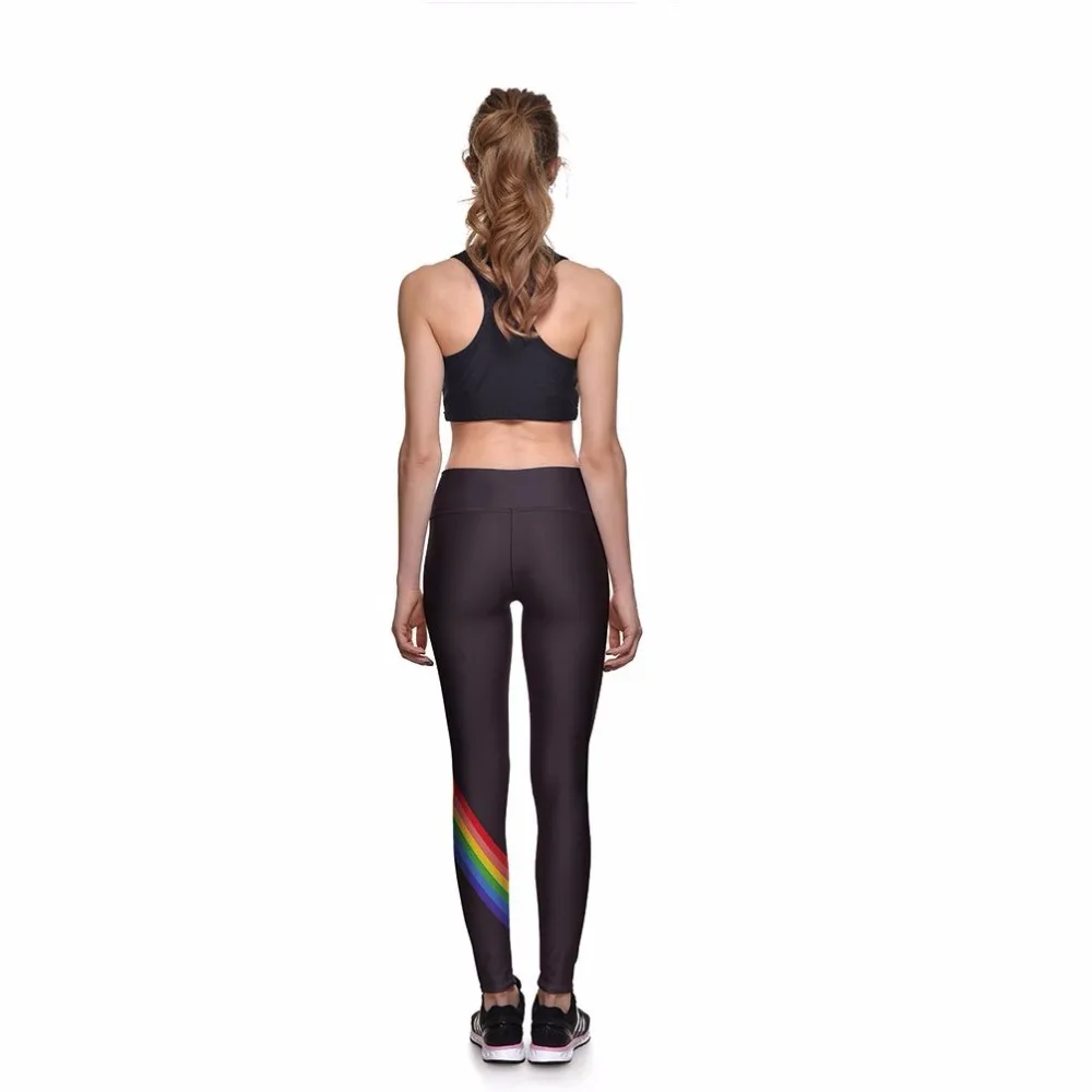 Summer new fashion personality rainbow striped casual leggings wild female sense Slim high waist nine points leggings Summer new fashion personality rainbow striped casual leggings wild female sense Slim high waist nine points leggings