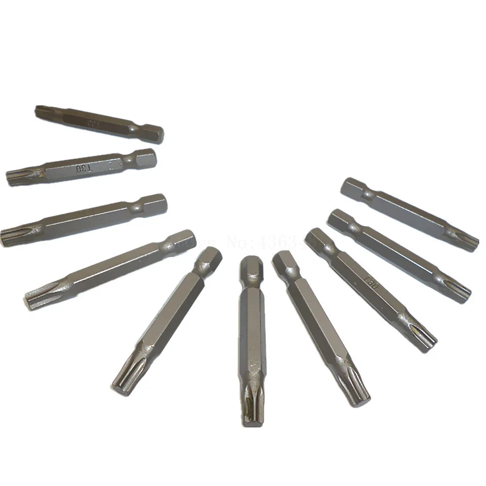 10pc Torx Head Screwdriver Bits Set 1/4" Inch Hex Shank T30