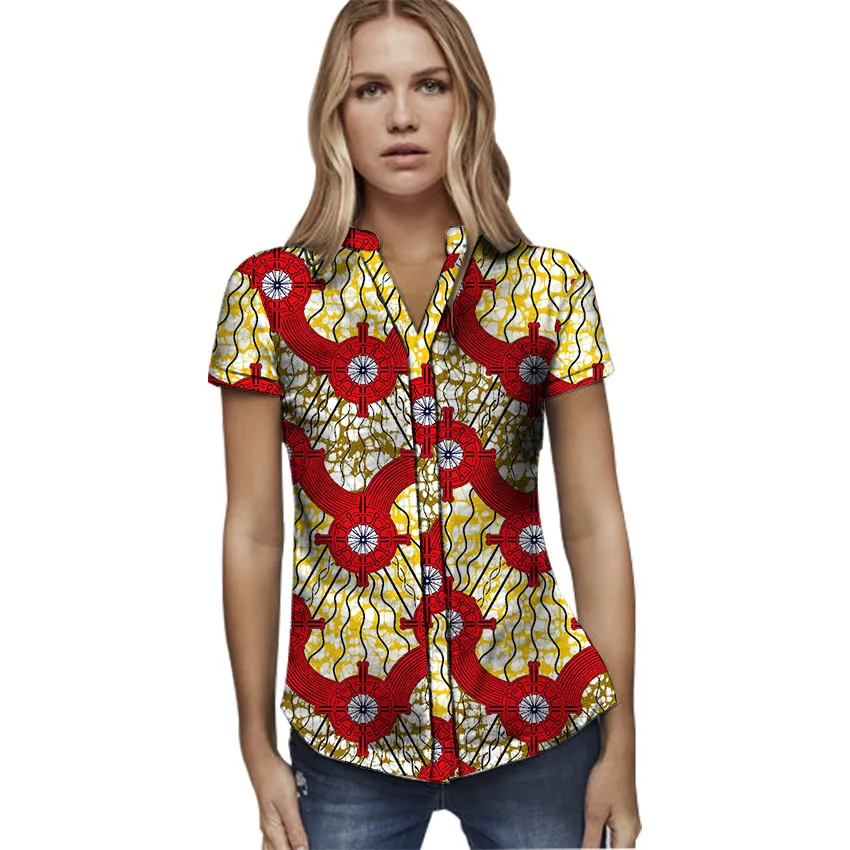 Fashion African Printing Short Sleeve Shirts Women Tops Dashiki Clothes
