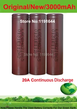 

Free Shipping!!!3PCS/LOT Original 3.6V 18650 INR18650 HG2 3000mAh High Drian 20A Battery for LG