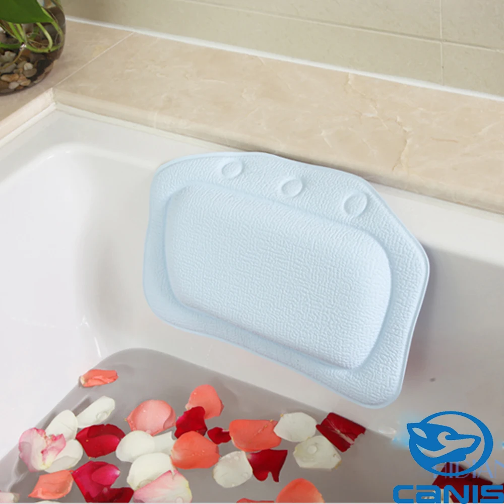 US Cushioned Tub Spa Bath Pillow PVC Foam Soft Bathroom Bath Pillows Suction Cups Relaxing Bathtub Head Neck Rest Pillows