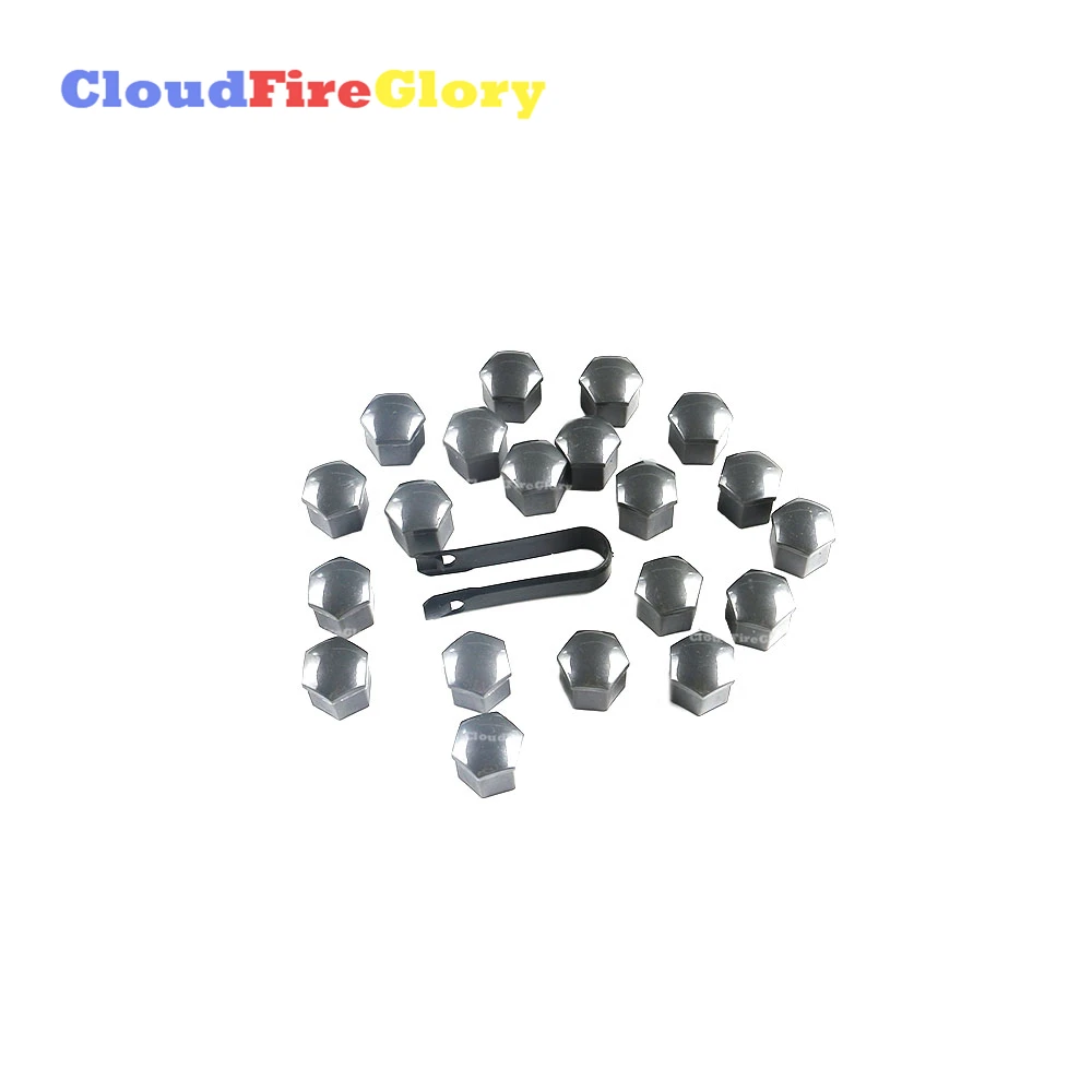 Cloudfireglory Tire Protector 19mm Gray +remover Tool 20p Car Styling Wheel Nut Protection Auto