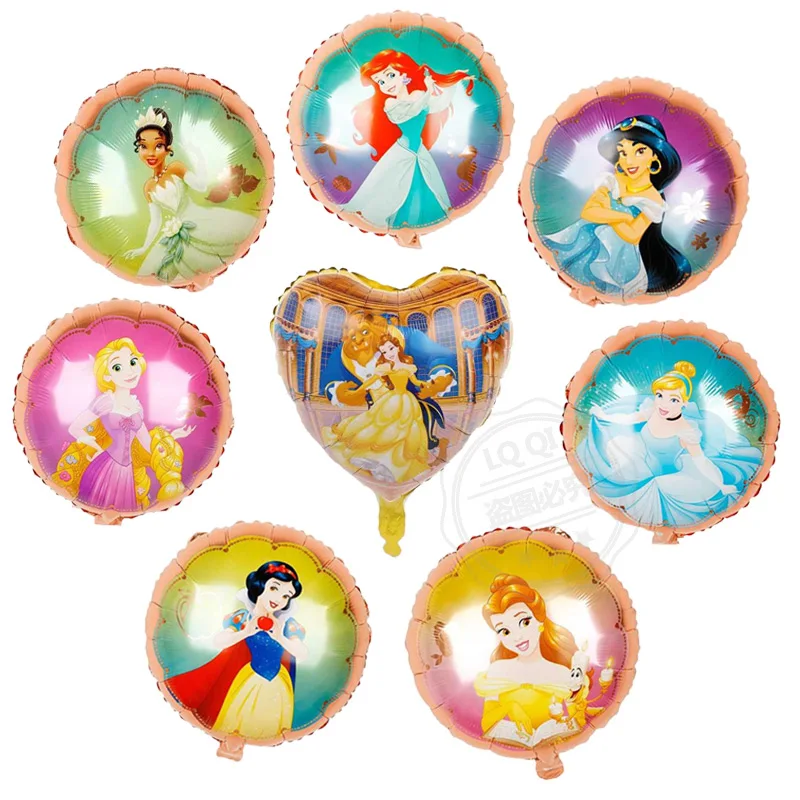 

Cinderella Snow White Princess balloons Aurora Ariel Belle Jasmine Tiana Anna globos Baby girl birthday Party shower supply toys