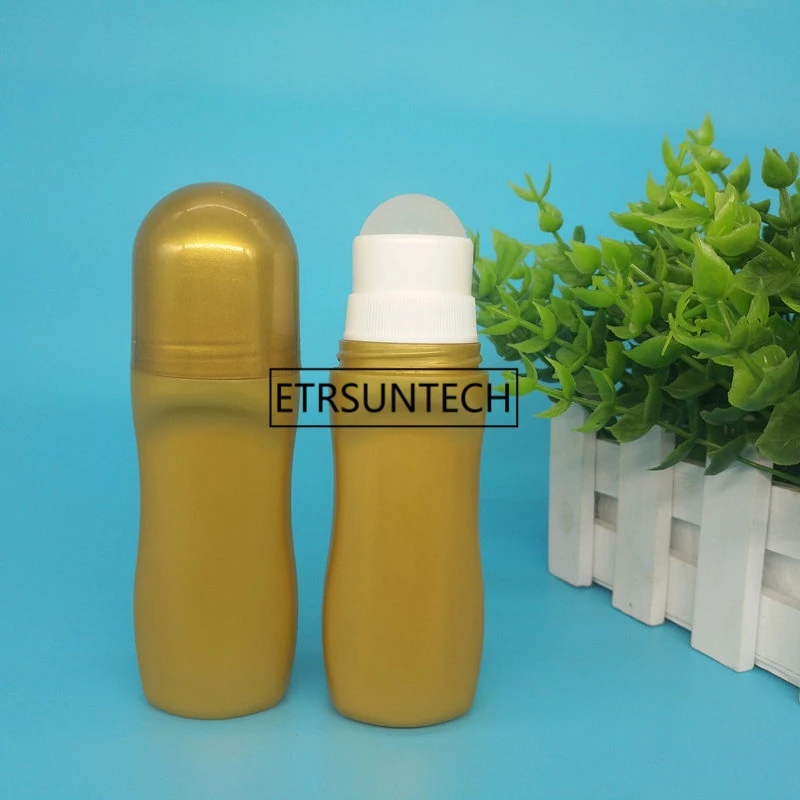 

50ml Plastic gold Roll On Deodorant Bottles Big Roller Ball Empty Cosmetic Essential Oil Roll-on Containers F1618