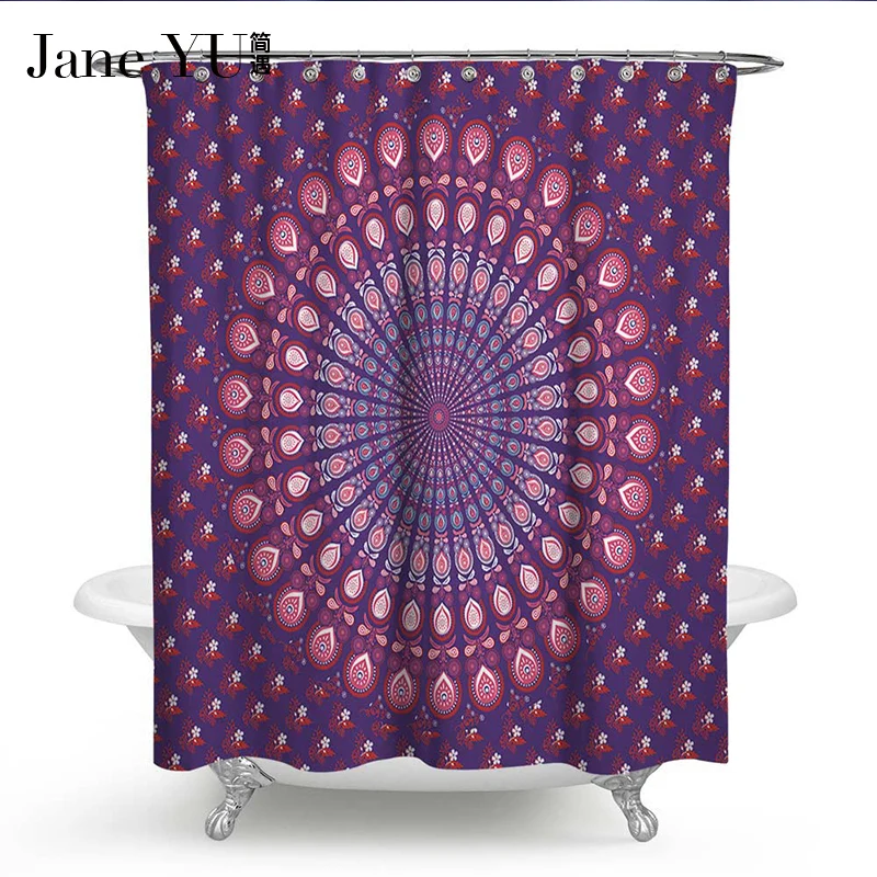 

JaneYU 7 Colors Life Waterproof Shower Curtain Fabric Polyester Bath curtains with hooks